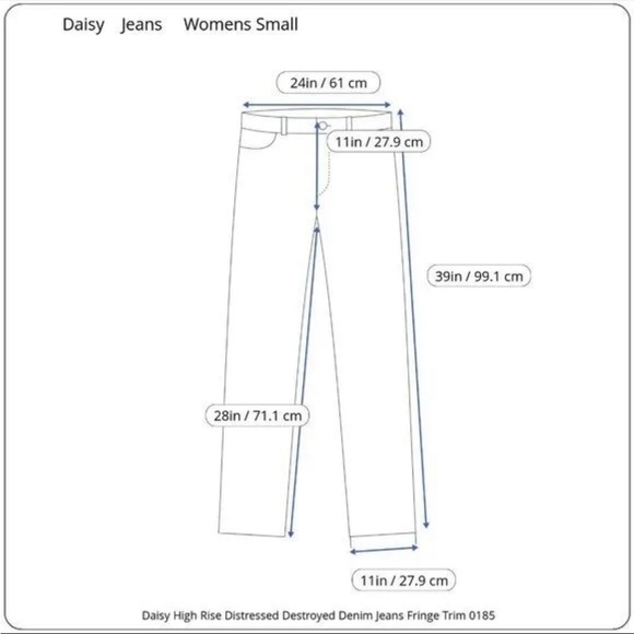 Daisy Distressed Fringe Detail Blue Jeans Size Small - Picture 3 of 16